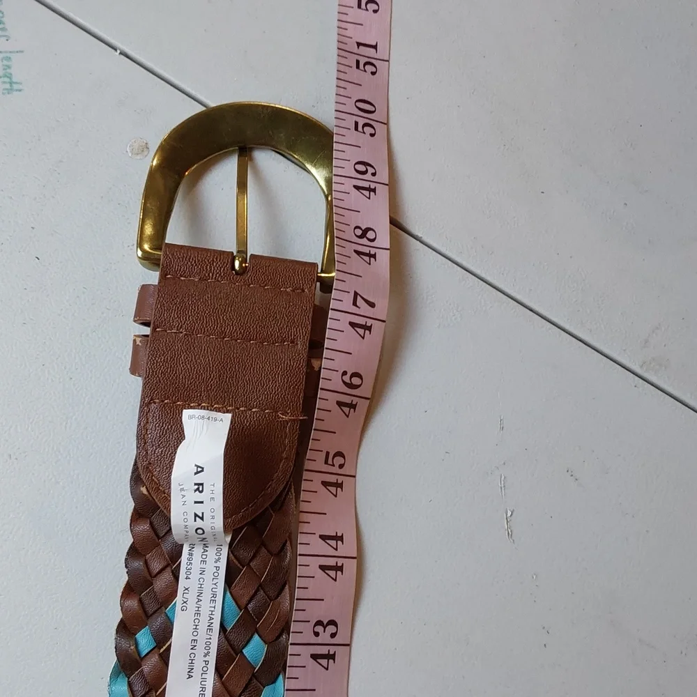 Arizona Jean Co. Womens Brown Braided Leather Belt with Turquoise Accents  Sz.XL